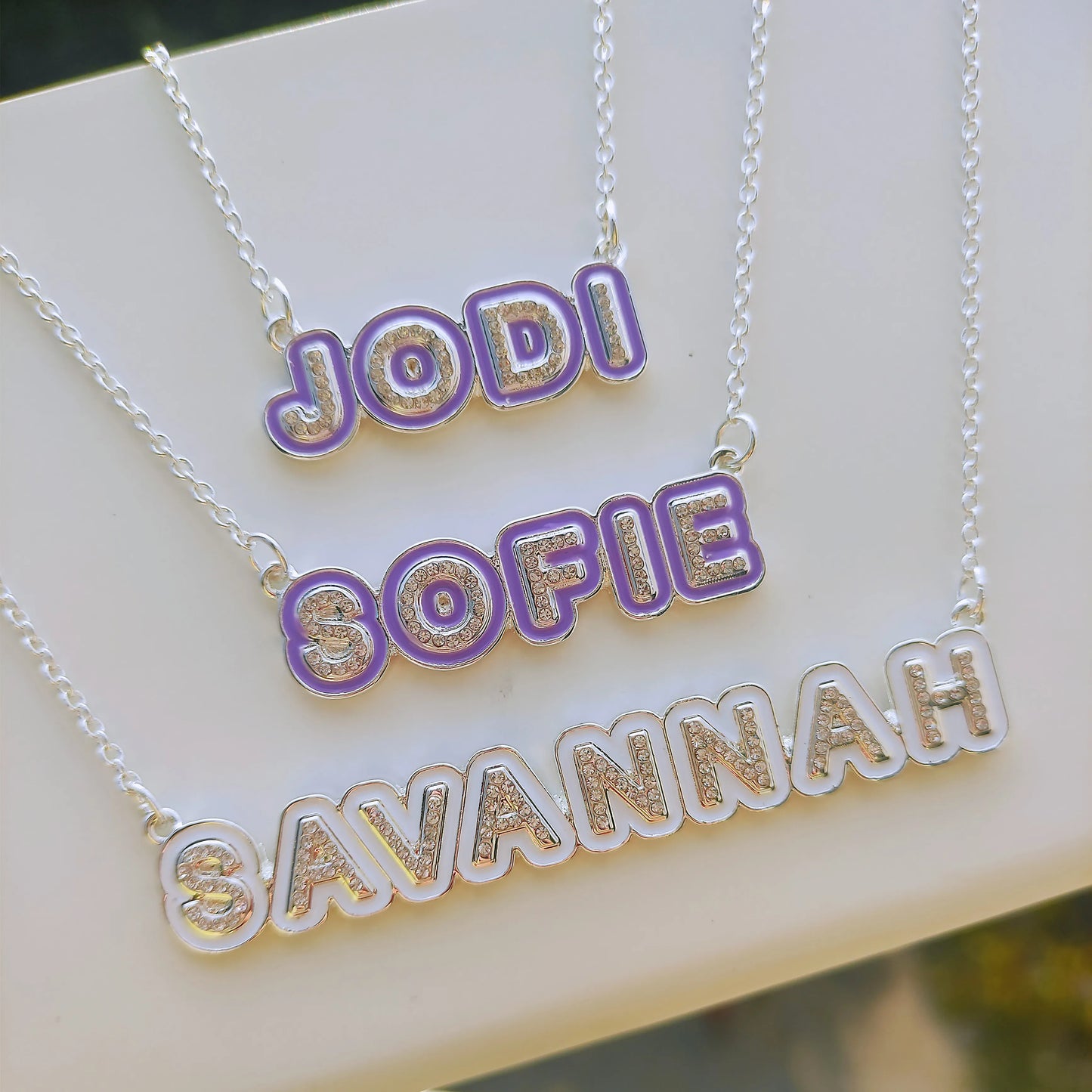 Custom Enamel Outline Necklace