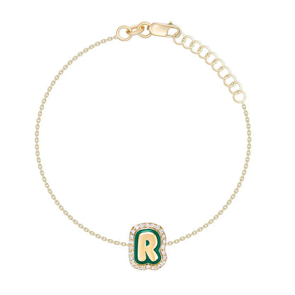 Custom Bling Enamel Initial Letter Bracelet
