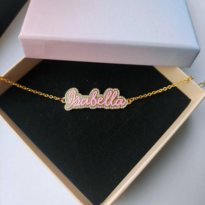 Custom Bling Enamel Name Bracelet