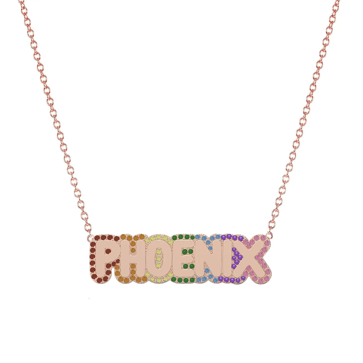 Custom Colorful Rhinestone Name Necklace