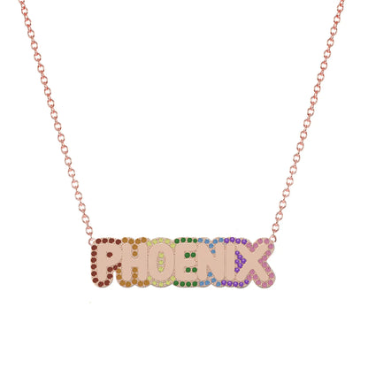 Custom Colorful Rhinestone Name Necklace