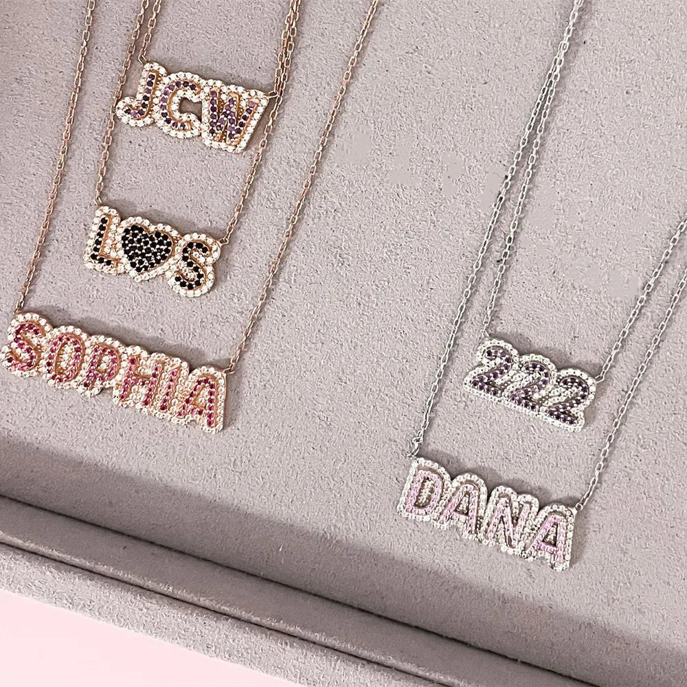 Custom Double Bling Name Necklace