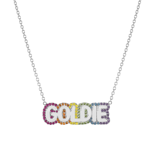 Custom Colorful Rhinestone Name Necklace