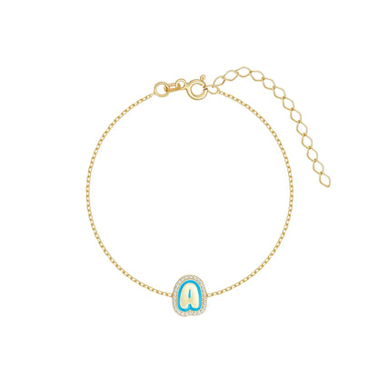 Custom Bling Enamel Initial Letter Bracelet