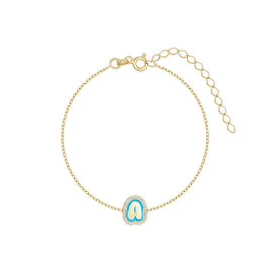 Custom Bling Enamel Initial Letter Bracelet