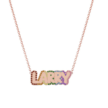 Custom Colorful Rhinestone Name Necklace