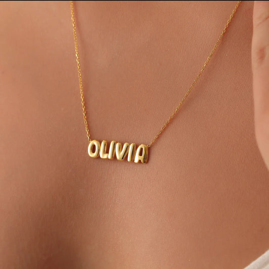 Custom 3D Bubble Name Necklace