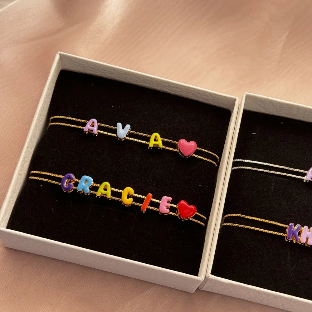 Custom Bubble Letter Sliding Bracelet