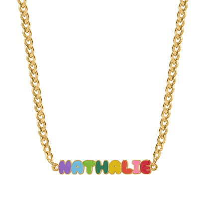 Custom Rainbow Enamel Name Necklace