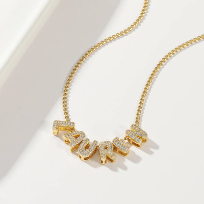 Custom Bling Bubble Letter Name Necklace