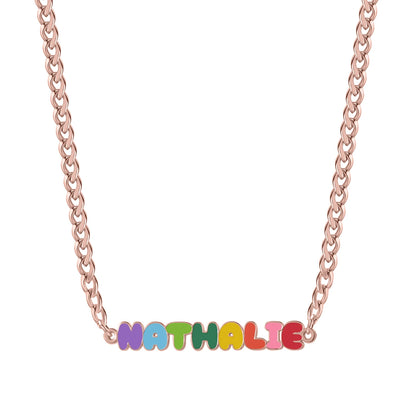 Custom Rainbow Enamel Name Necklace