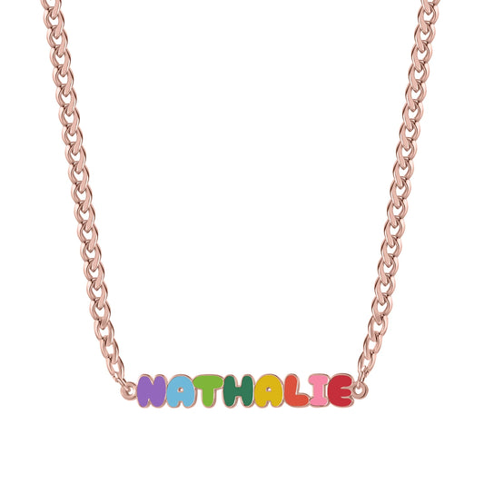 Custom Rainbow Enamel Name Necklace