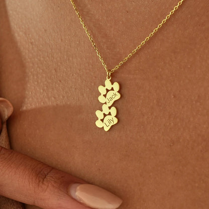 Paw Print Name Necklace