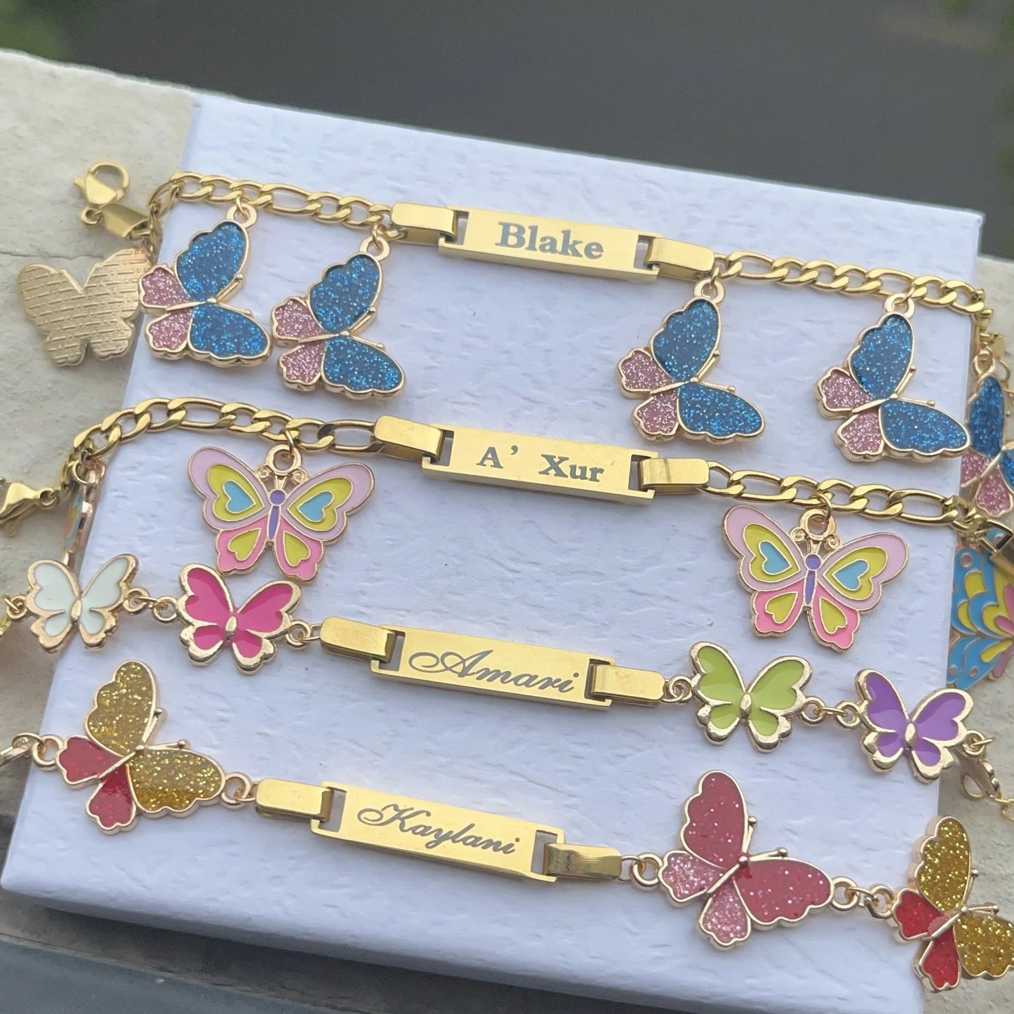Custom Name Bracelet With Butterfly Charms