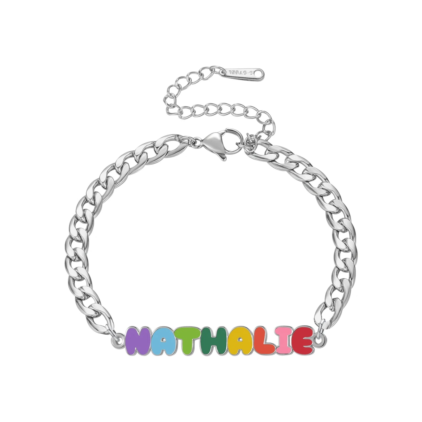 Custom Rainbow Enamel Name Bracelets