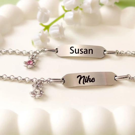Custom Name Bear Charm Bracelet