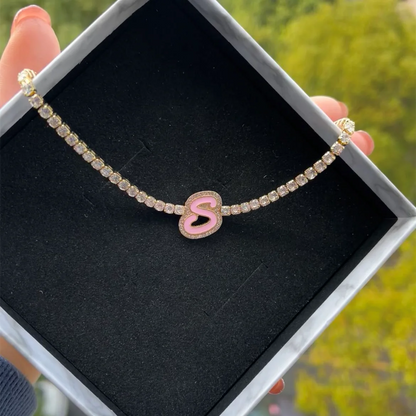 Enamel Initial Tennis Necklace