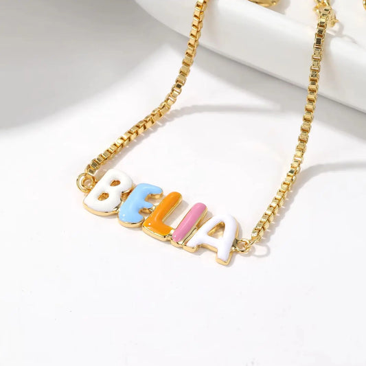 Custom Enamel Bubble Letter Bracelet