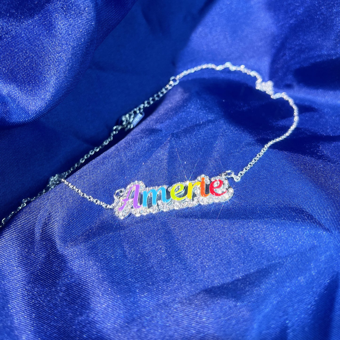 Custom Colorful Enamel Necklace With Rhinestones