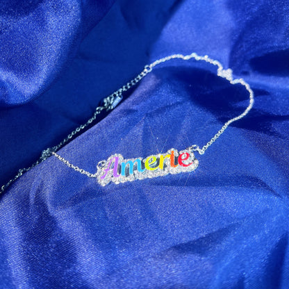 Custom Colorful Enamel Necklace With Rhinestones