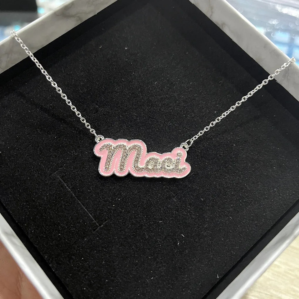 Custom Cursive Enamel Outline Necklace