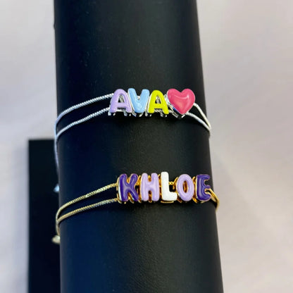 Custom Bubble Letter Sliding Bracelet