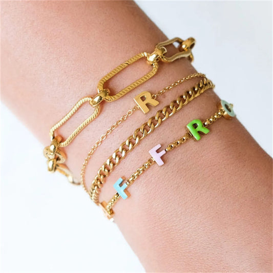 Custom Enamel Letter Bracelet