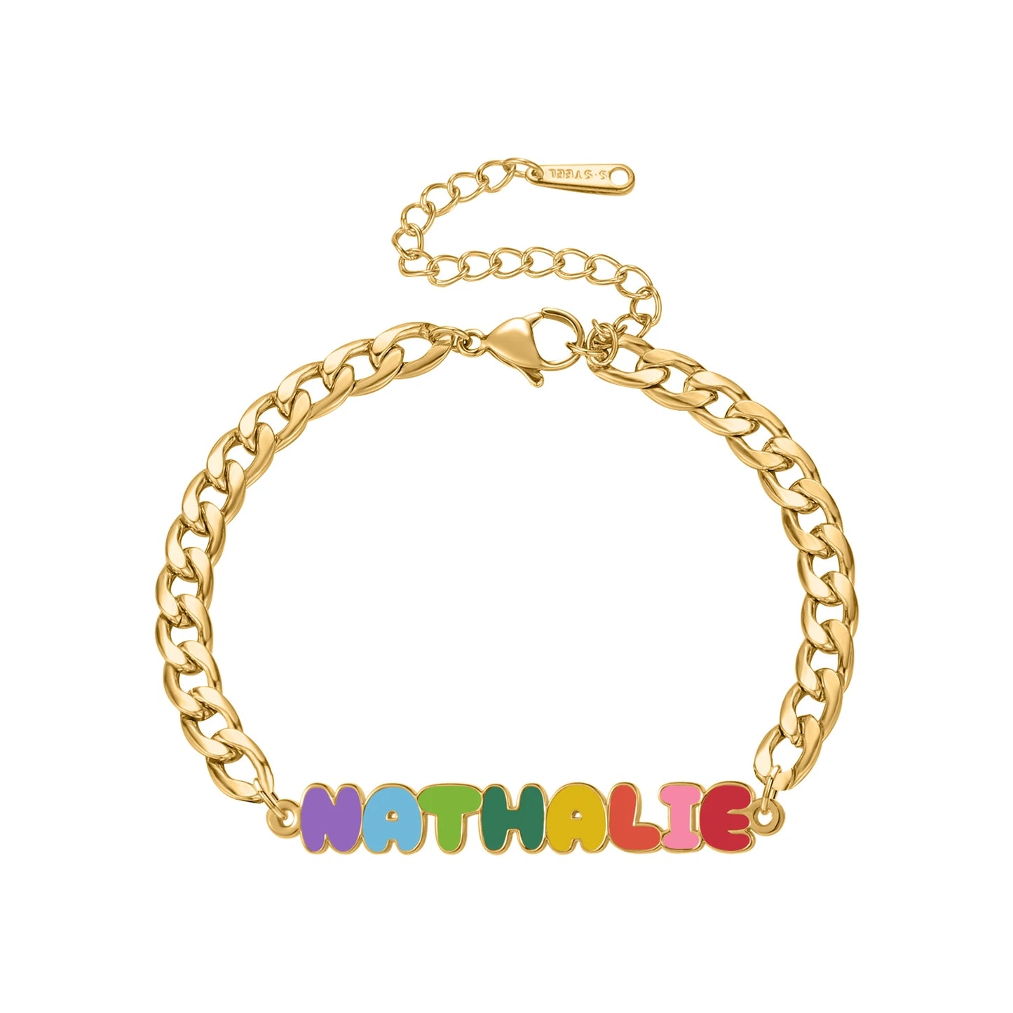 Custom Rainbow Enamel Name Bracelets