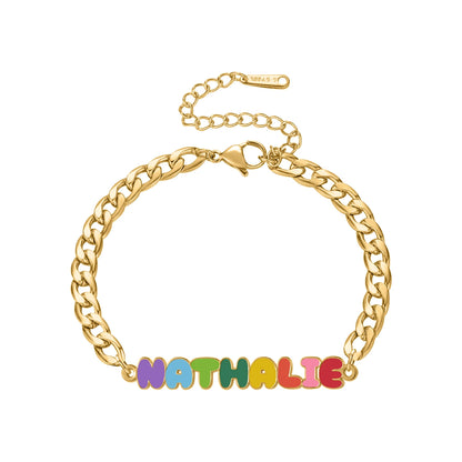 Custom Rainbow Enamel Name Bracelets