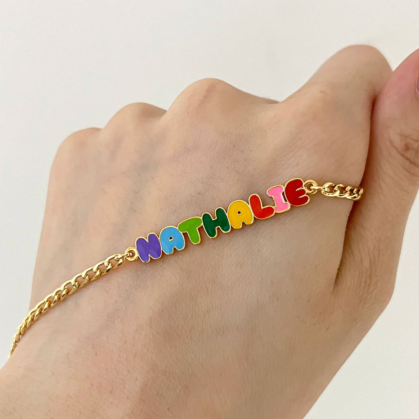 Custom Rainbow Enamel Name Bracelets