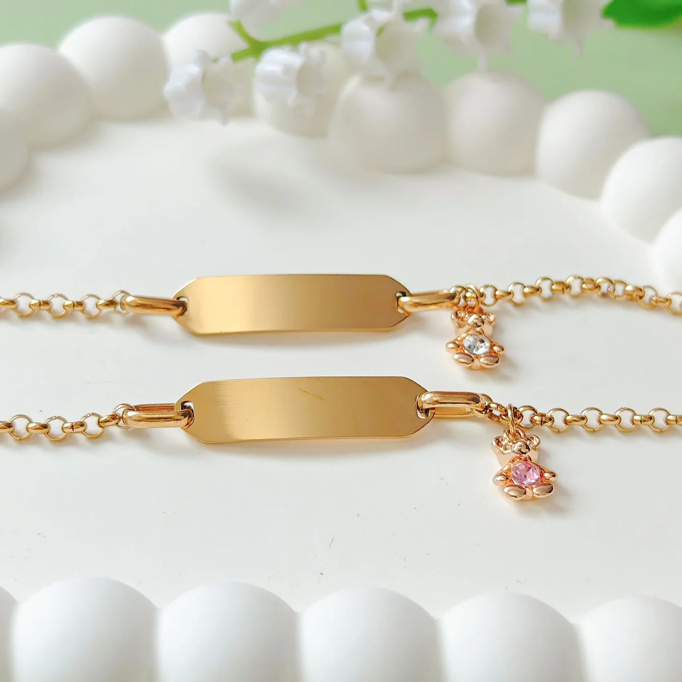 Custom Name Bear Charm Bracelet