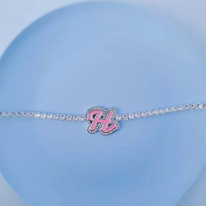 Enamel Initial Tennis Necklace