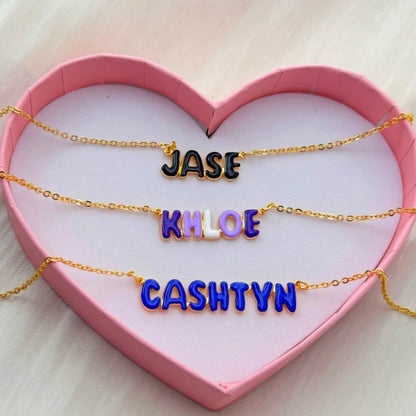Custom Color Bubble Letter Necklace