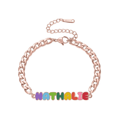 Custom Rainbow Enamel Name Bracelets