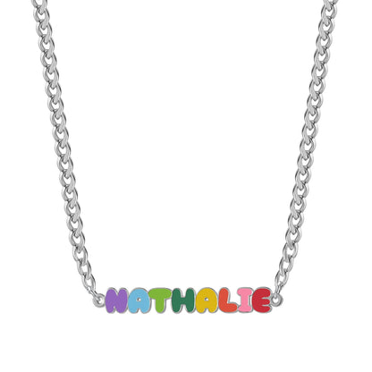 Custom Rainbow Enamel Name Necklace