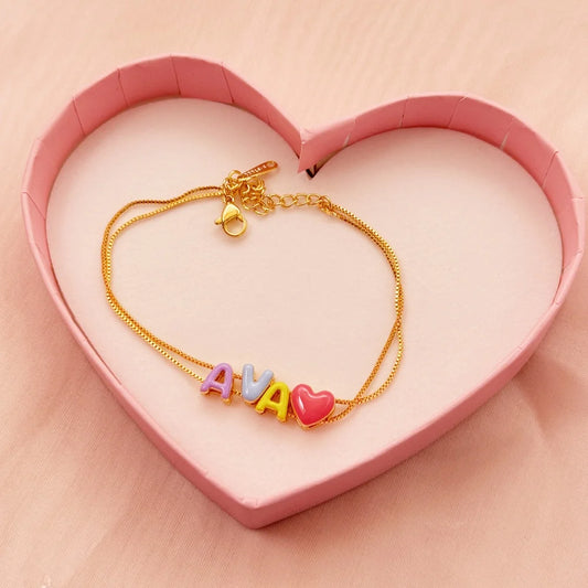 Custom Bubble Letter Sliding Bracelet