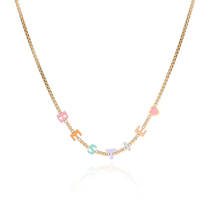 Custom Color Enamel Name Necklace