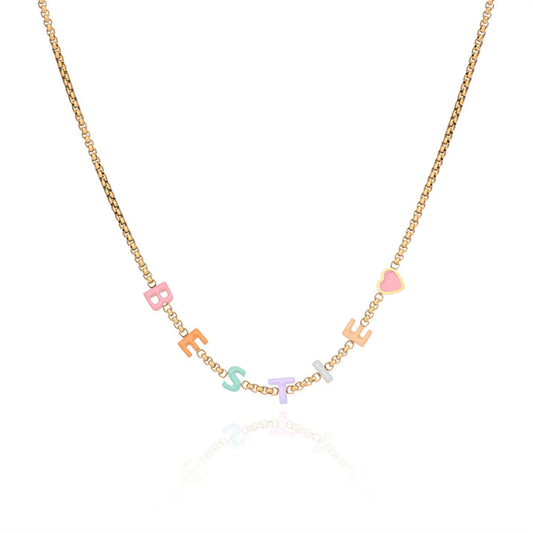 Custom Color Enamel Name Necklace