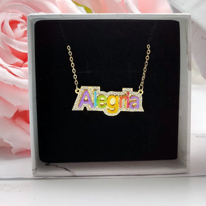 Custom Colorful Enamel Necklace With Rhinestones