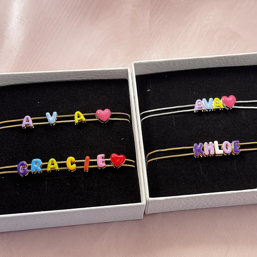 Custom Bubble Letter Sliding Bracelet