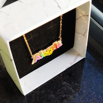 Custom Colorful Enamel Necklace With Rhinestones