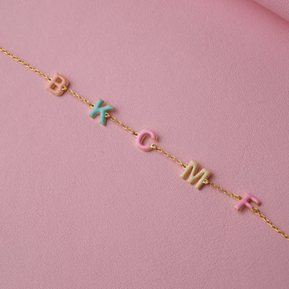 Custom Enamel Bubble Letter Bracelet
