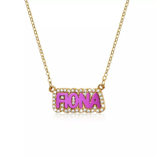 Personalized Colorful Enamel Bling Name Necklace